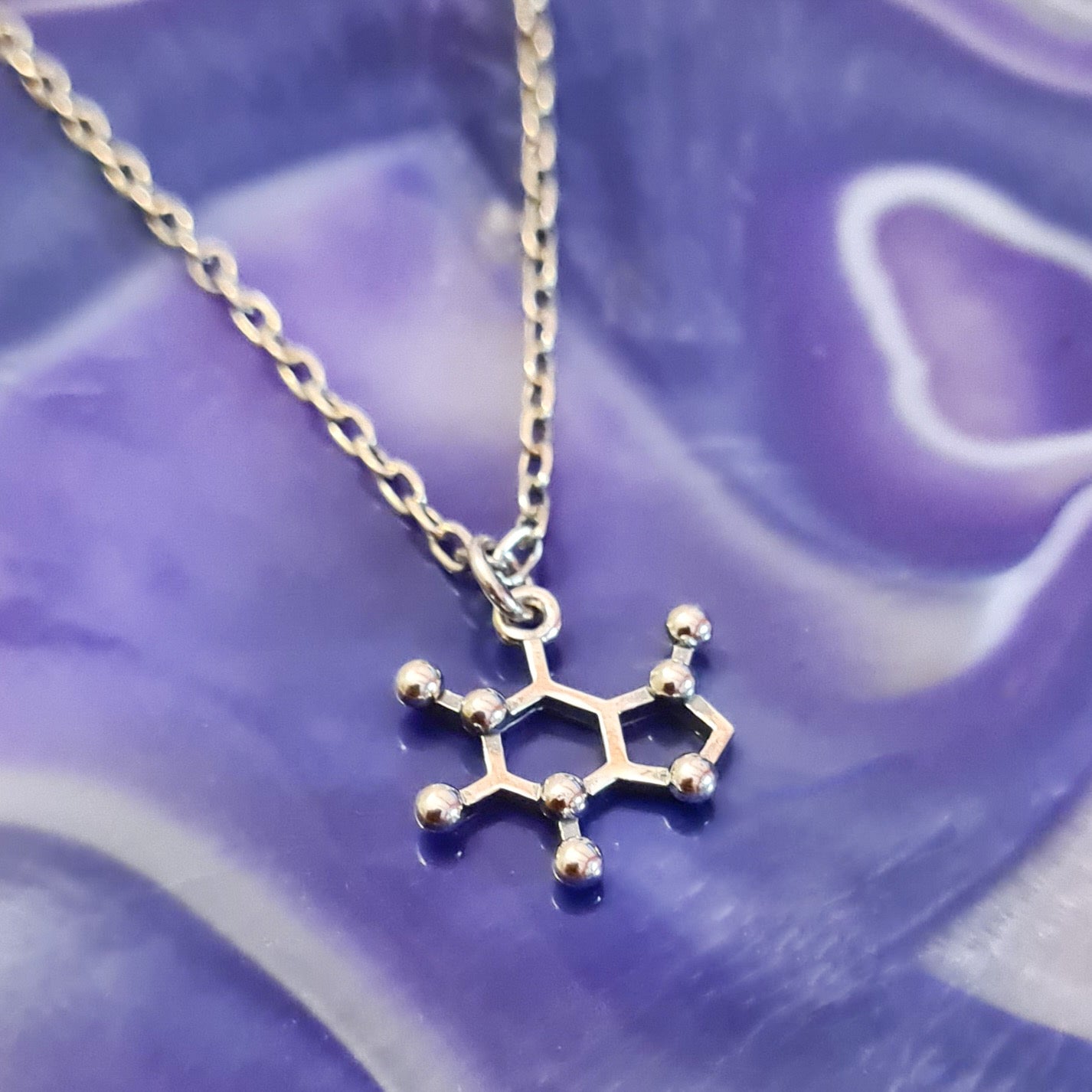 Zilveren halsketting cafeïnemolecule - Fairy Positron