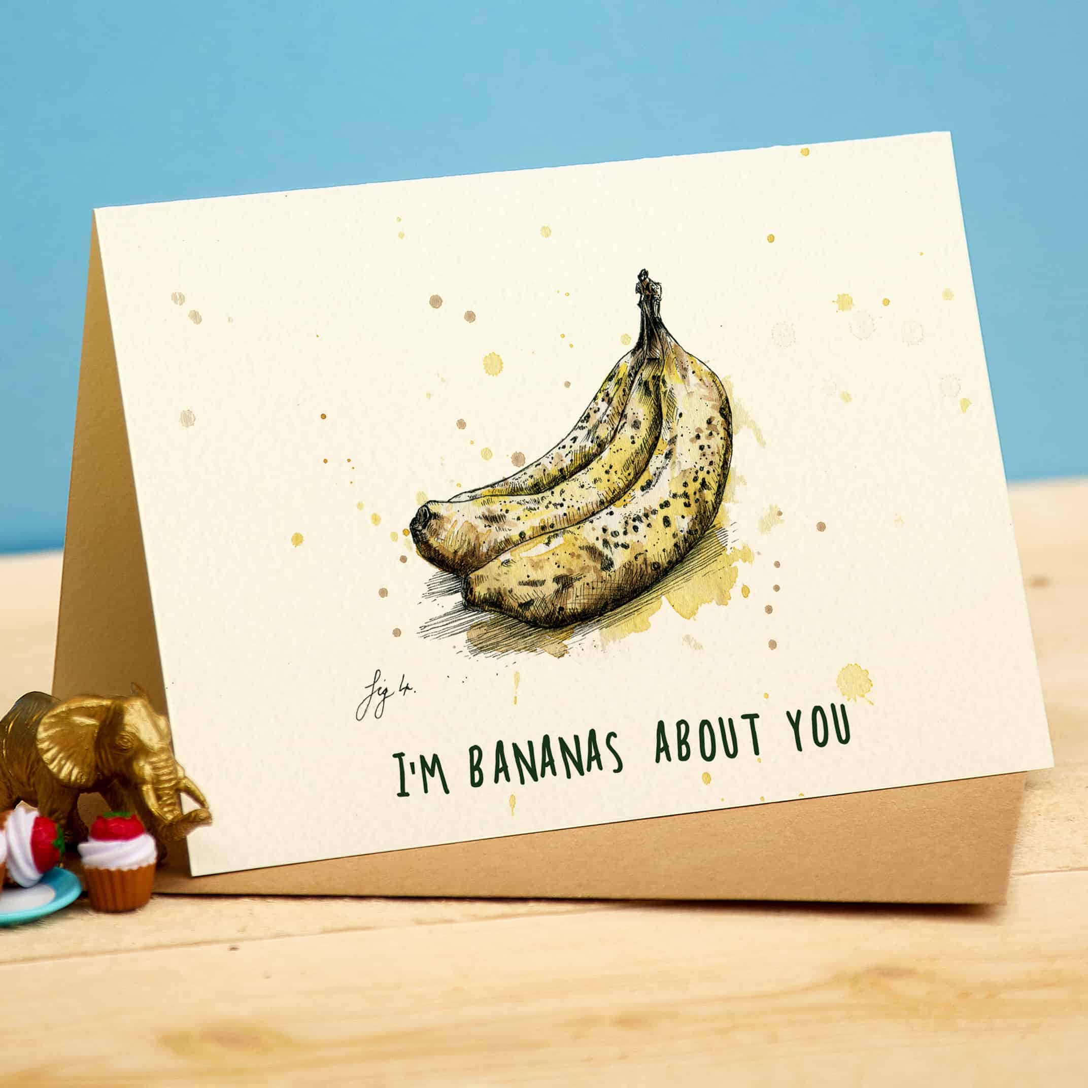 Greeting card "Bananas about you" - Fairy Positron