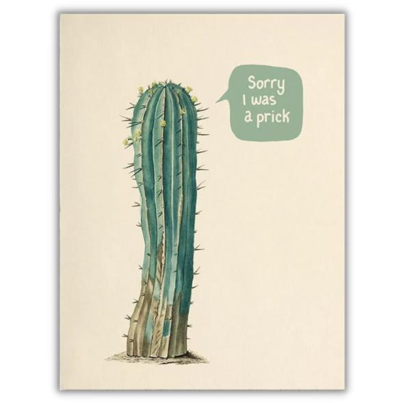 Wenskaart cactus "Sorry I was a prick" - Fairy Positron