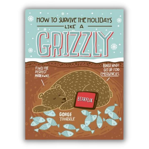 Greeting card "How to Survive the Holidays Like a Grizzly" - Fairy Positron