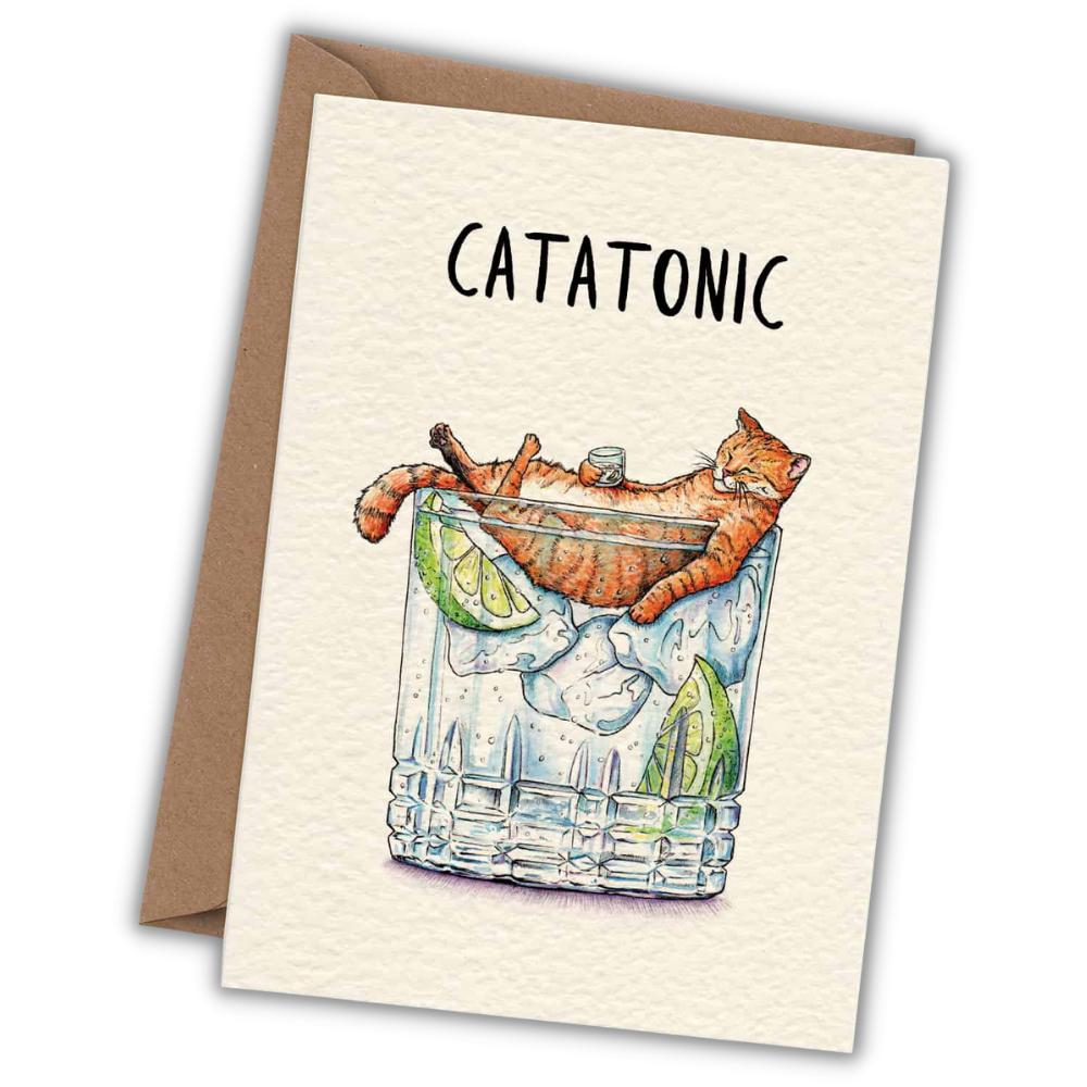 Greeting card cat "Catatonic" -. Fairy Positron