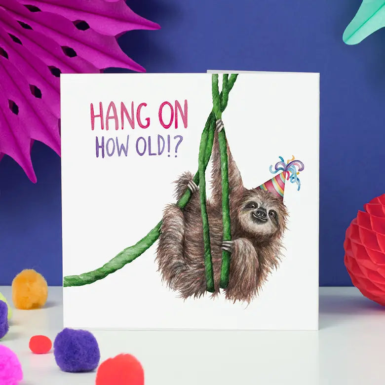 Greeting card sloth "How old?" - Fairy Positron