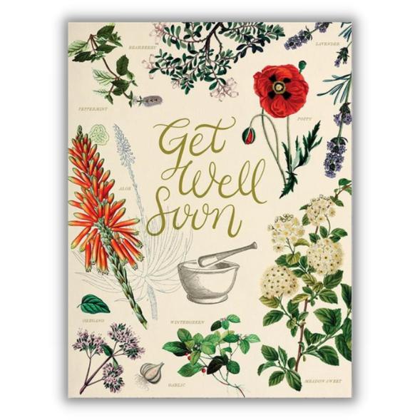 Wenskaart medische kruiden "Get well soon" - Fairy Positron