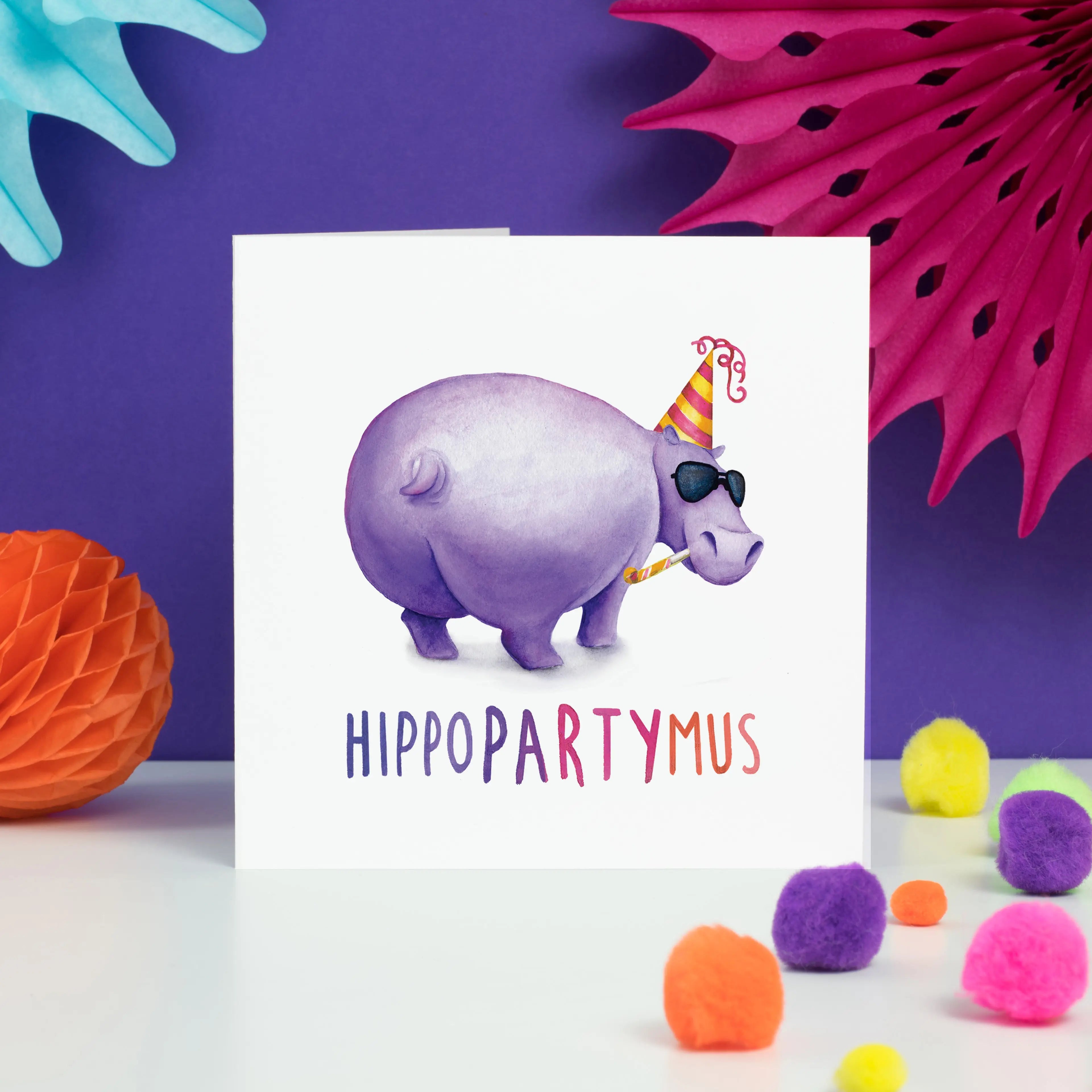 Wenskaart nijlpaard "Hippopartymus" - Fairy Positron