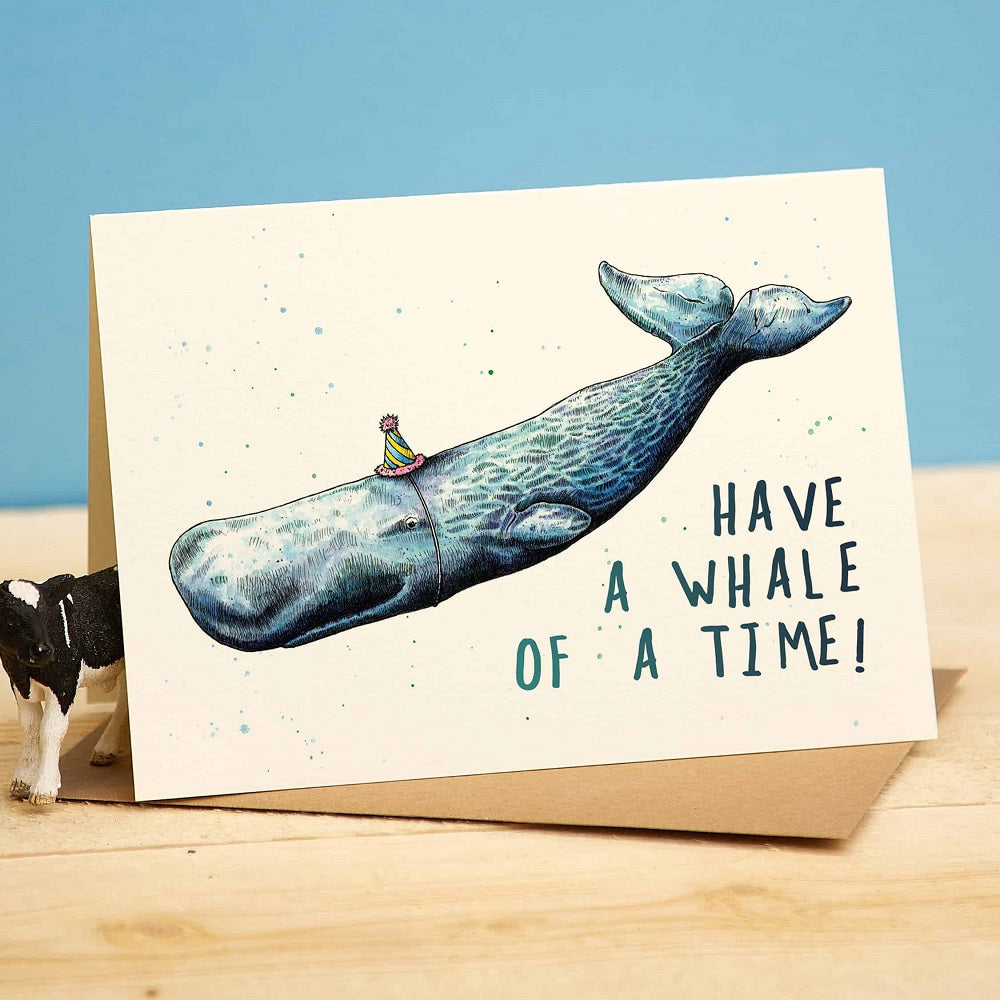 Greeting card sperm whale "Whale of a time" -. Fairy Positron