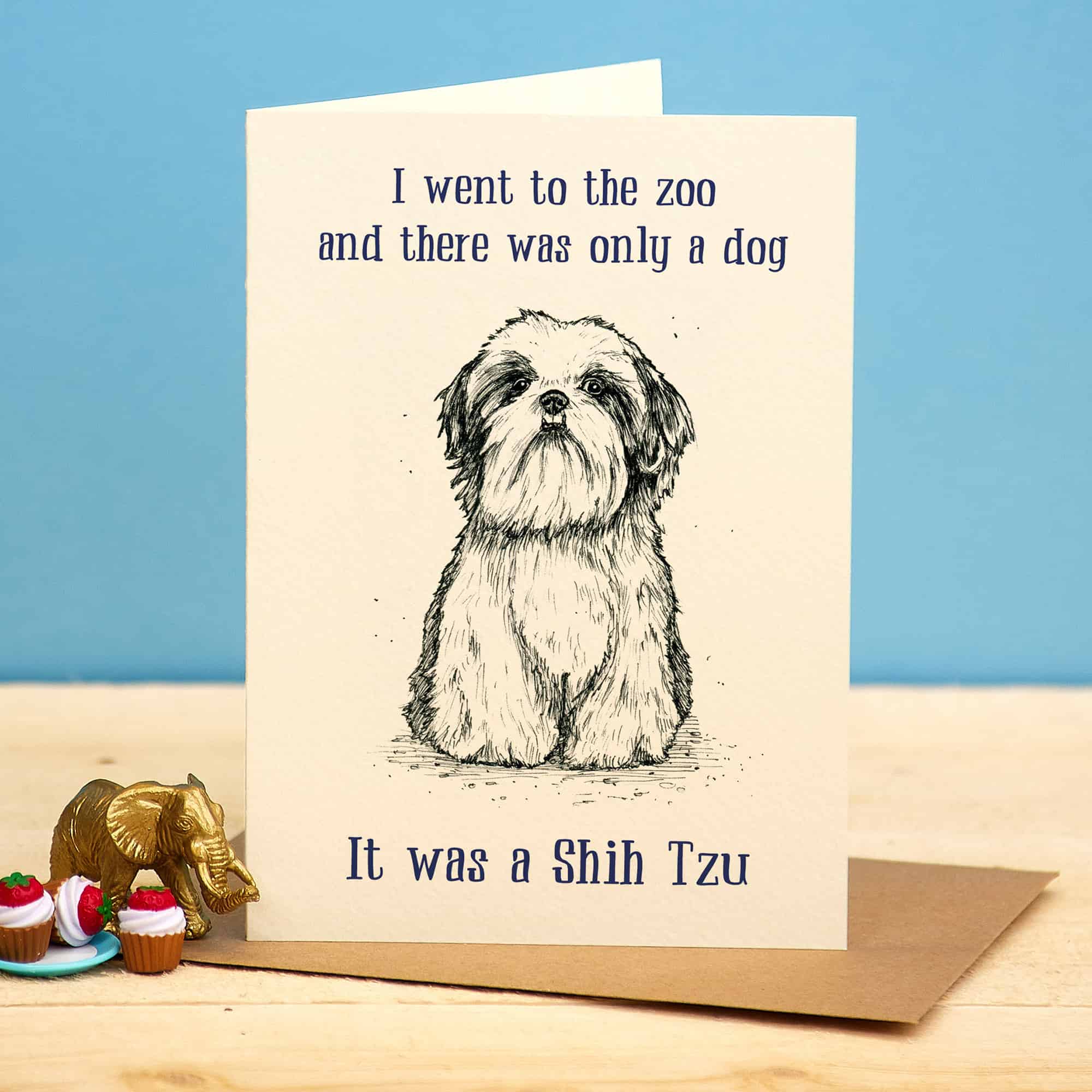 Greeting card Shih Tzu "One dog in the zoo" -. Fairy Positron