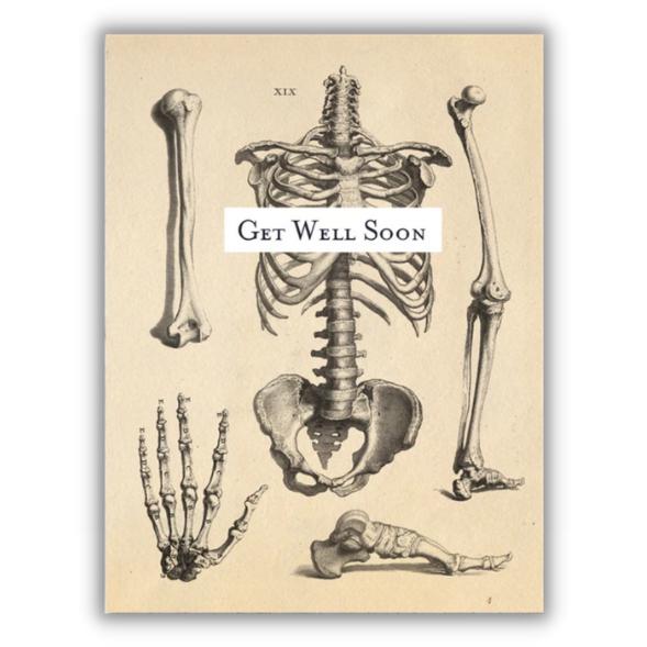 Wenskaart skelet "Get well soon" - Fairy Positron