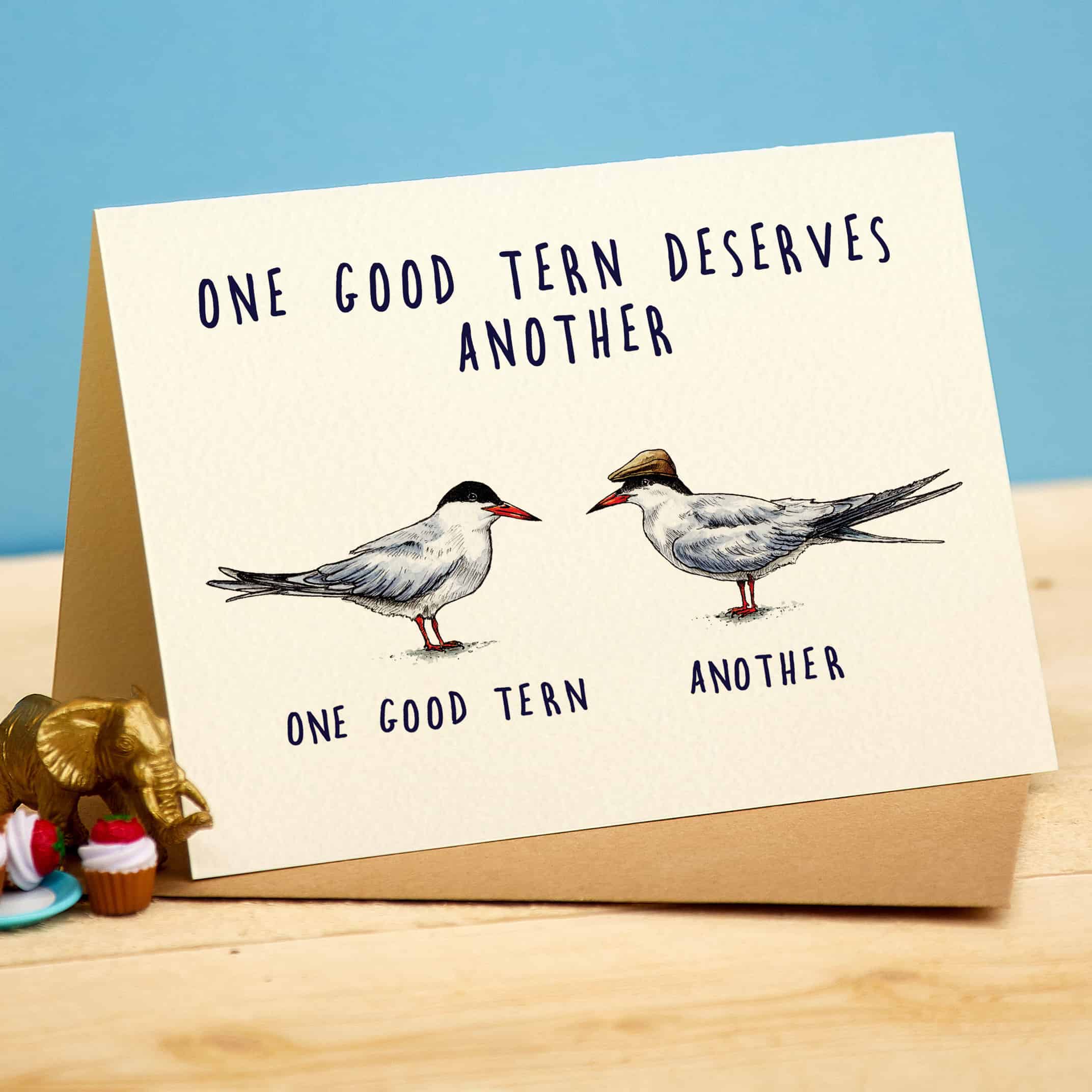 Greeting card tern "One good tern" -. Fairy Positron