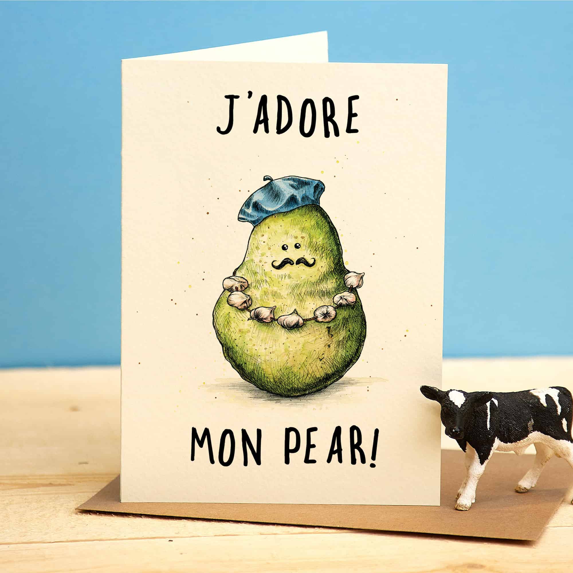 Wenskaart vaderdag "J'adore mon pear" - Fairy Positron