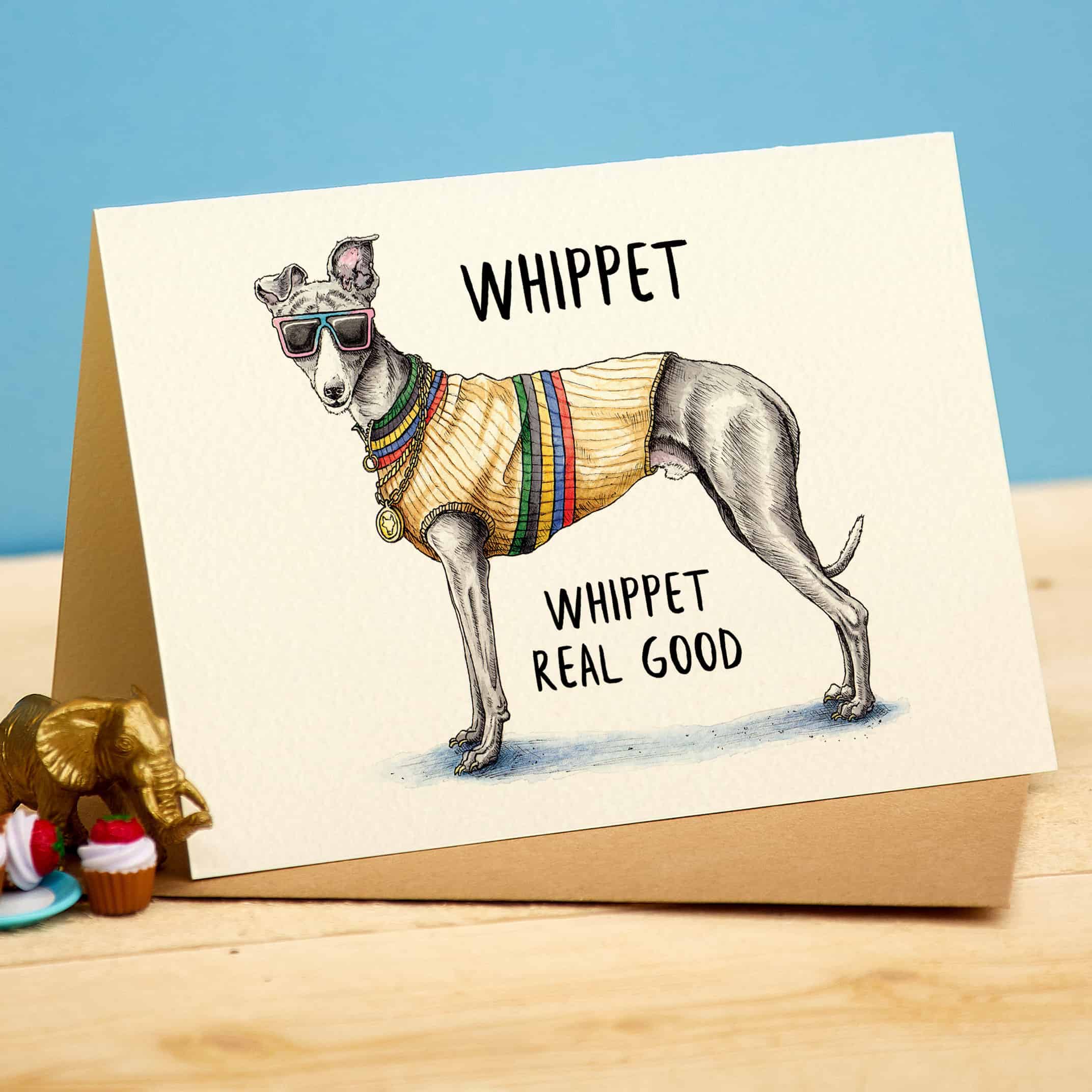 Wenskaart whippet "Whippet real good"-Fairy Positron