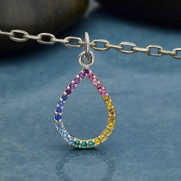 Zilveren halsketting regenboogdruppel - Fairy Positron