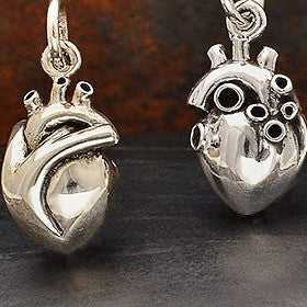 Silver earrings anatomical heart (3D) - Fairy Positron