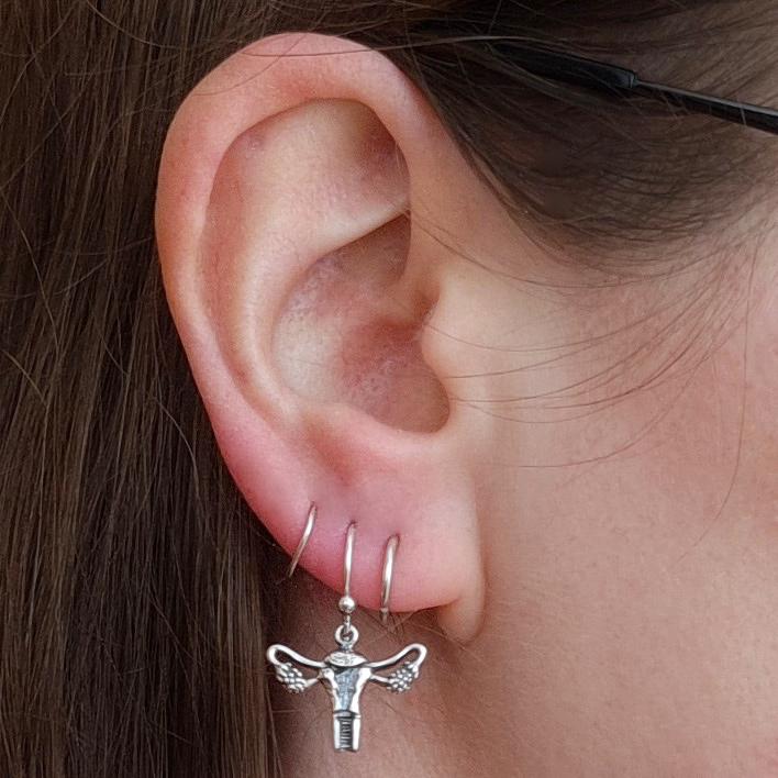 Silver earrings uterus - Fairy Positron