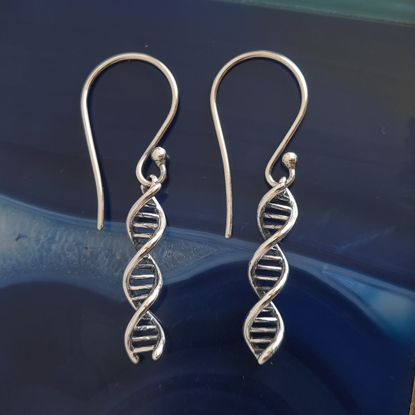 Silver earrings DNA double helix - Fairy Positron