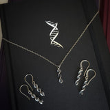 Zilveren oorbellen DNA dubbele helix (gegranuleerde haakjes) - Fairy Positron