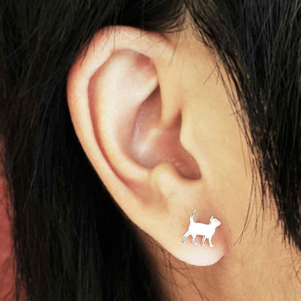 Zilveren oorbellen kat - Fairy Positron