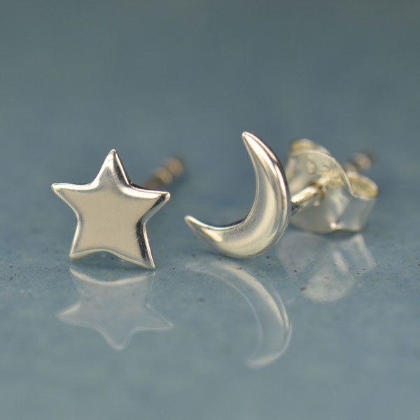 Zilveren oorbellen maan en ster - Fairy Positron