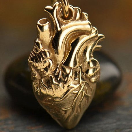 Zilveren oorbellen met bronzen anatomisch hart - Fairy Positron