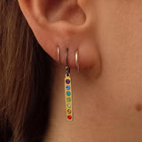 Zilveren oorbellen met bronzen regenbooghanger met edelstenen - Fairy Positron