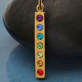 Zilveren oorbellen met bronzen regenbooghanger met edelstenen - Fairy Positron