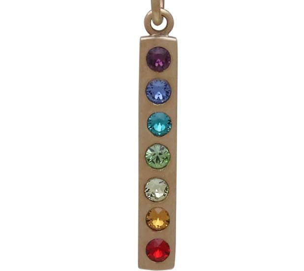 Zilveren oorbellen met bronzen regenbooghanger met edelstenen - Fairy Positron