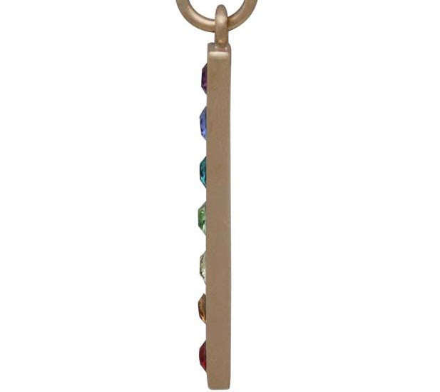 Zilveren oorbellen met bronzen regenbooghanger met edelstenen - Fairy Positron