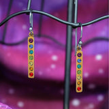 Zilveren oorbellen met bronzen regenbooghanger met edelstenen - Fairy Positron