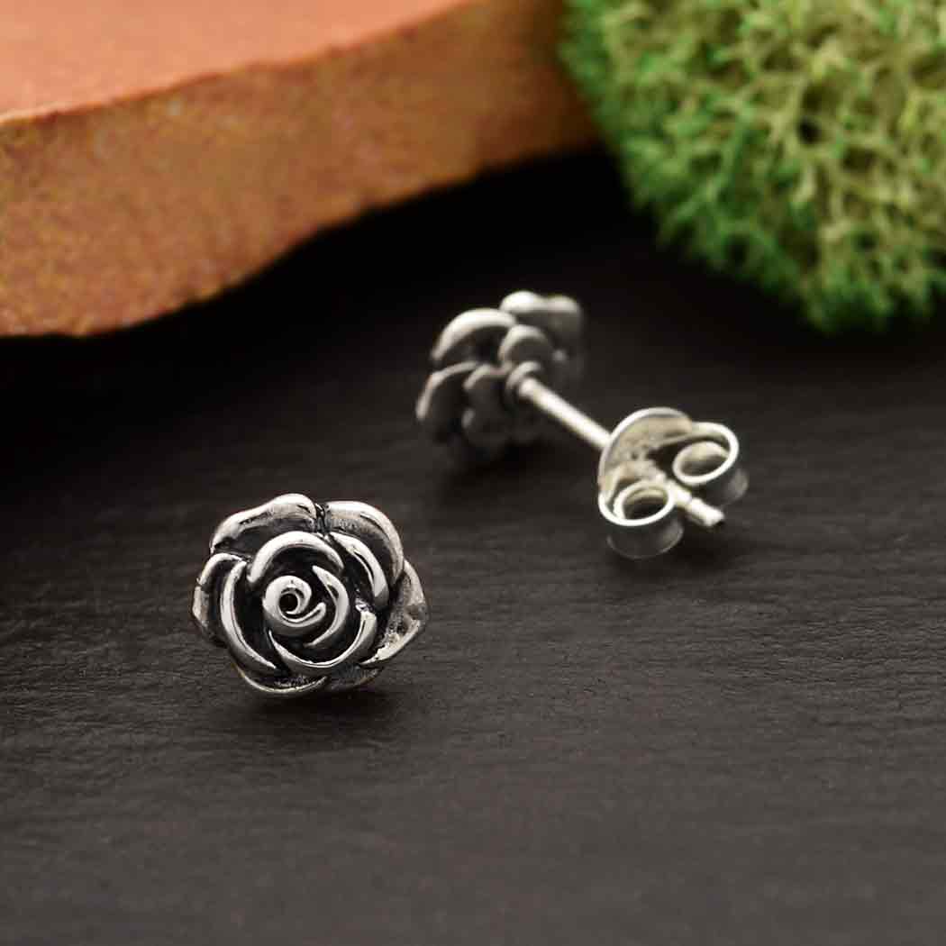 Silver earrings rose - Fairy Positron