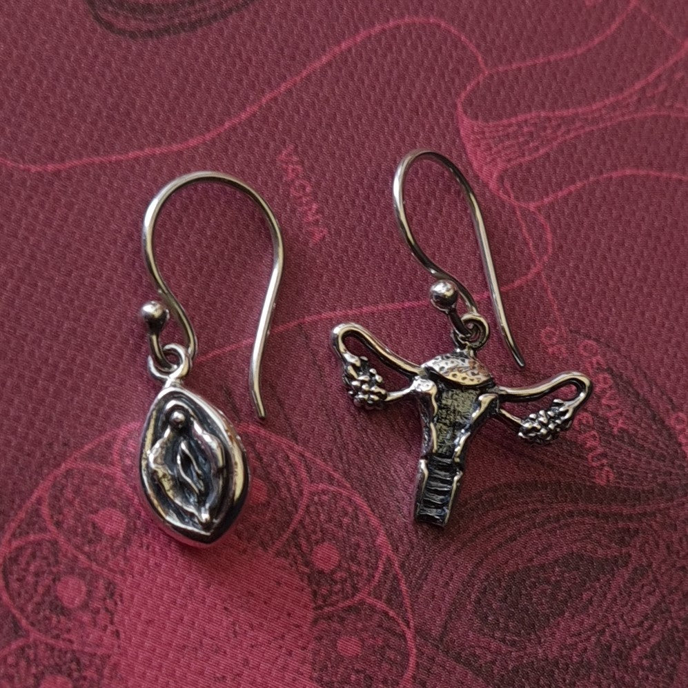 Silver earrings vulva & uterus - Fairy Positron