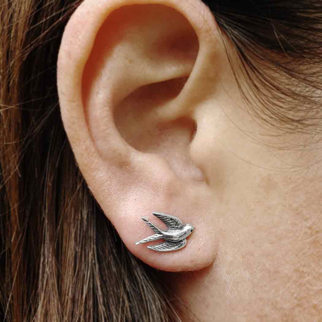 Zilveren oorbellen zwaluw - Fairy Positron