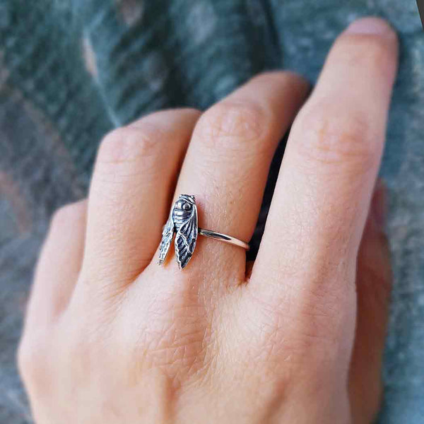 Zilveren ring cicade - Fairy Positron