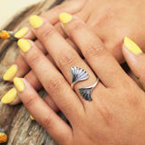 Zilveren ring ginkgobladeren - Fairy Positron