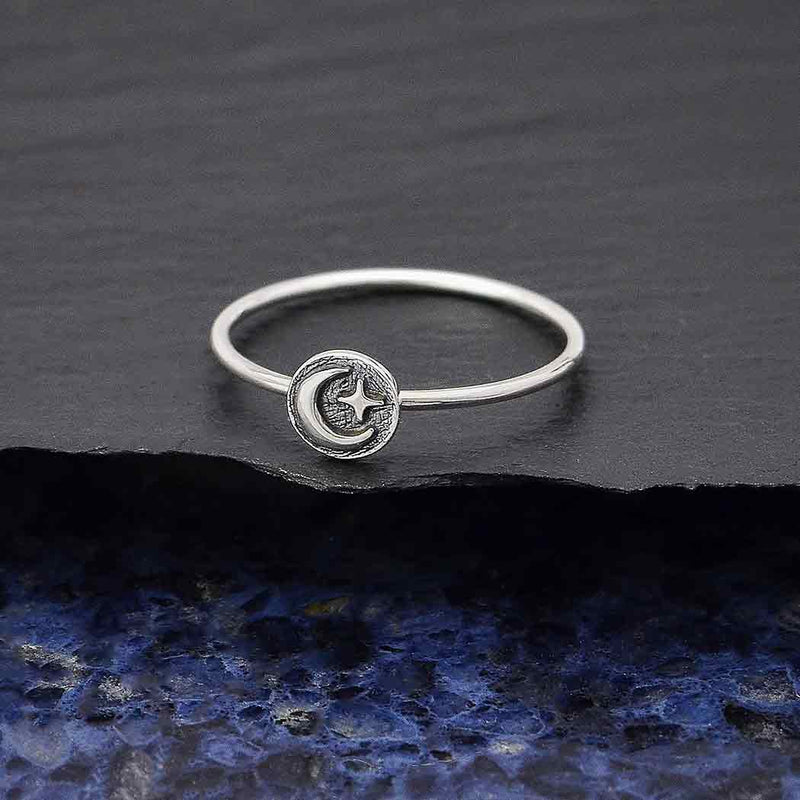 Zilveren ring maan en ster - Fairy Positron