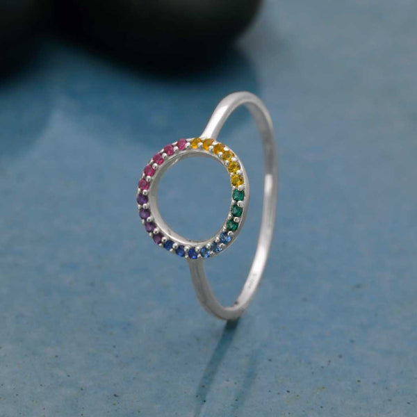 Zilveren ring regenboogcirkel - Fairy Positron
